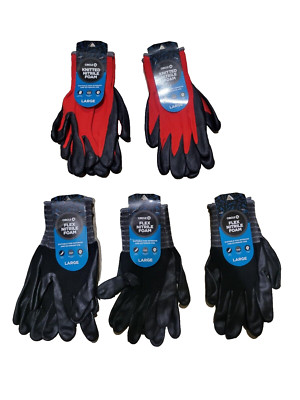 LOT OF 5 PAIRS NEW SIZE LARGE BLACK NITRILE FOAM DIPPED WORK GLOVES-image