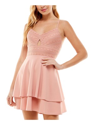 CITY STUDIO Womens Pink Skirt Padded Cups Lined Short Dress 13-image