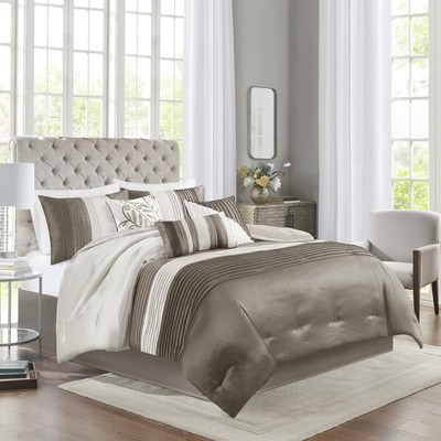 Amherst Faux Silk Comforter Set-Casual Contemporary Design All Season Down Al...-image