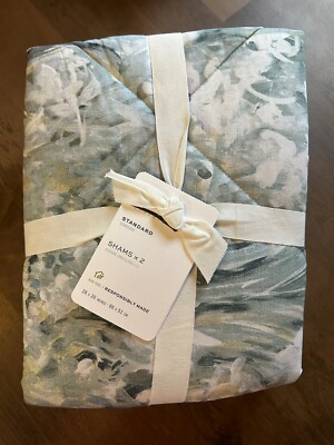 Pair of Pottery Barn Giverny Fleur Percale Comforter Standard Shams-image