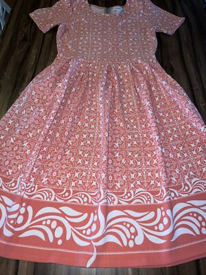 LuLaRoe Amelia Pink White Paisley Dip Floral Pleated 🦄 Pockets 14/16 12/14 NWOT-image