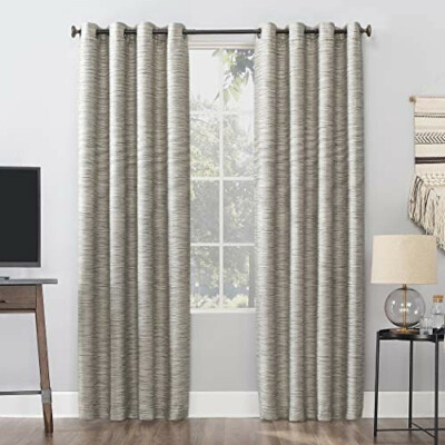 Raul Woven Stri Sun Zero Theater Grade Extreme 100% Blackout Grommet Curtain-image