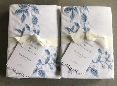 Pottery Barn Love Shack Fancy Blue Rose Euro Shams set of 2 - 100% Cotton-image