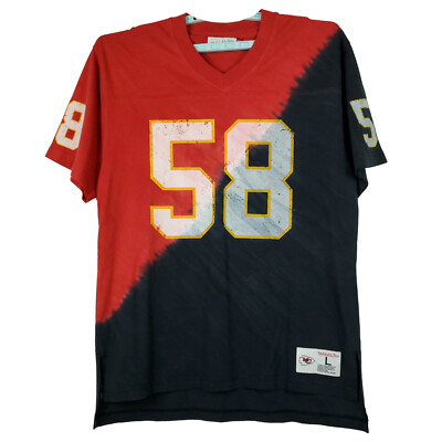 Derrick Thomas KC Chiefs Mitchell & Ness NFL Large Thick Tee Shirt Dip Dye New-image