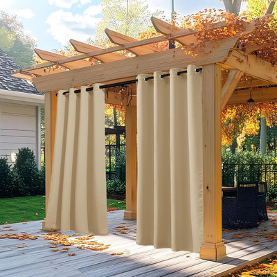 Outdoor Curtains for Patio Waterproof 95 Inches Long Gazebo Weatherproof Fade...-image