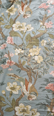 Vtg Rare Pottery Barn Arianne FULL/Q Duvet Cover ONLY Floral Birds Discontinued*-image