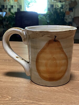 Stoneware Hand Painted  PEAR Studio Pottery 18 Oz. Coffee Mug-image