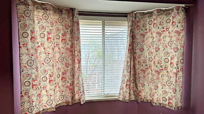 Set of 2- Botanical Print Insulated Room Darkening Grommet Curtain Panel 63''-image