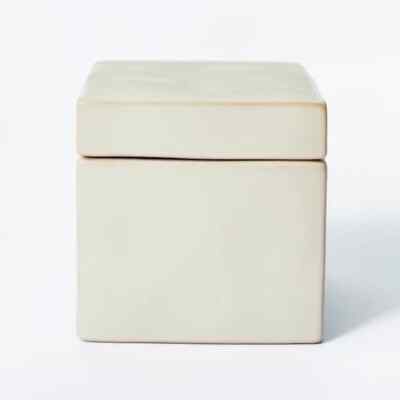 Threshold studio McGee square Stoneware Square Box with Lid 5” X 5”-image