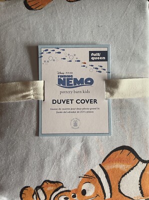 Pottery Barn Kids Disney Pixar Finding Nemo Full Queen F/Q Duvet Dory Crash NEW-image