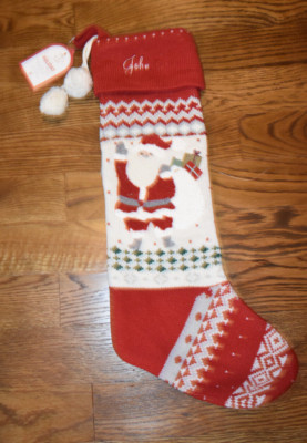 Pottery Barn Kids Santa Heirloom Knit Christmas Stocking John Monogram-image