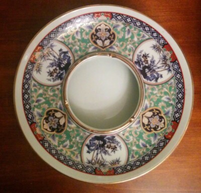 Large Vtg Hand Painted Floral Japan Imari Dip Bowl/Ashtray/Planter w/Gold Gilt -image