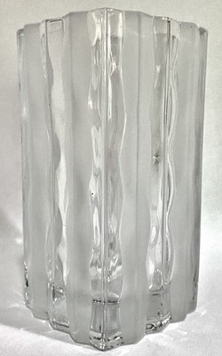 Studio Nova Square Clear Crystal Vase Waves 6 3/4”  x  3 5/8” Made In Japan-image