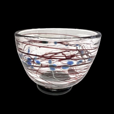 2001 HG Studio Art 4” Footed Glass Bowl; Threaded Design-image