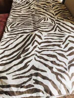 Pottery Barn Zebra Stripe Duvet Cover Brown Queen No Shams Animal Rare🦩-image