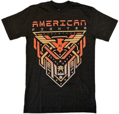 American Fighter Men's T-Shirt Dark Brown Dip Dye Puff Print City View Tee-image