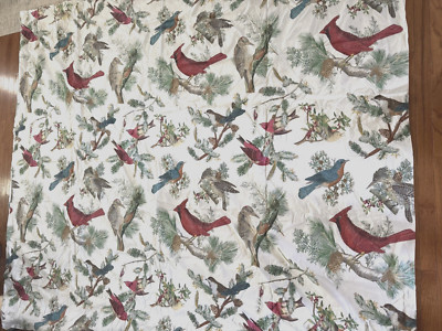 Pottery Barn Birds King Duvet Cover -Winter Fauna Christmas Red Cardinal-image