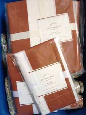 Pottery Barn Classic Stripe Duvet Cover Set Terra Cotta Queen 2 Standard Shams🦩-image