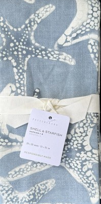 Pottery Barn Shell & Starfish Cotton Napkins Set/4-image