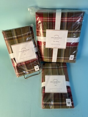 New Pottery Barn Tahoe Plaid King/Cal King Duvet Cover & 2 Euro Shams OOP-image