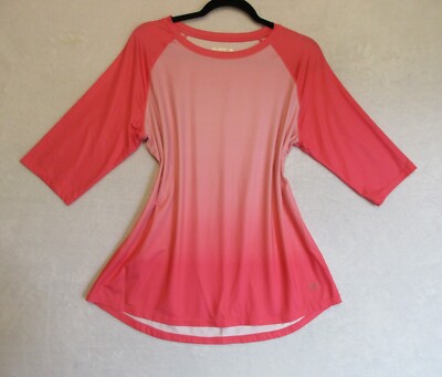 Reel Legends Performance Reel-Tec Top Women Sz Large Coral Dip Dye Short Sleeve-image