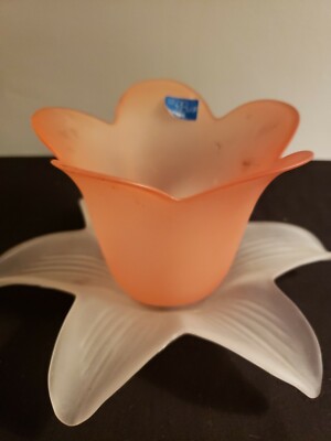 STUDIO NOVA Peach Tulip Flower Glow Frosted Votive Candle  Italy-image