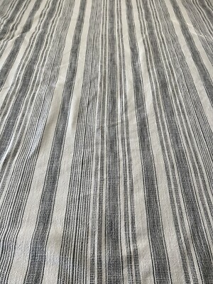 POTTERY BARN Hawthorn gray on off-white stripe full-queen duvet cover.-image