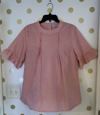 A Dip Of Darling XL red White Seersucker Flutter Shirt -image