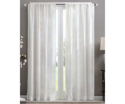 Madison Park Irina Sheer Rod Pocket Curtain Panel, 50″ x 84″, White-image