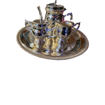 Pottery Barn Kids  Silver  Play Tea Set with Tray-image