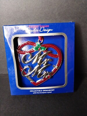 Regent Square Studio Design Mr & Mrs 2022 Heart Christmas Ornament w/ Crystal-image