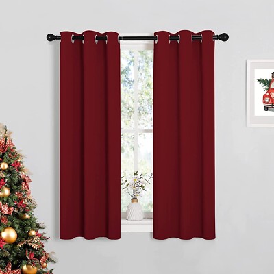 NICETOWN Burgundy Window Curtains Blackout Drapes, Thermal Insulated Solid-image