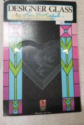 HAND ENGRAVED GLASS BEVEL Studio One CARDINAL stained glass HEART SHAPED-image