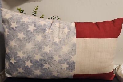 🇺🇸POTTERY BARN American Flag Lumbar Pillow PATRIOTIC AMERICANA JULY 4th EUC -image