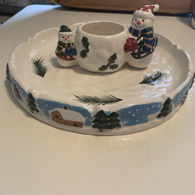 Snowman Winterland Cookie/ Dip Tray Serving Platter Service Merchandise Sh19-image