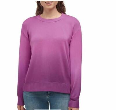 NWT SPLENDID LT ORCHID DIP DYE PULLOVER ROUND NECK LONG SLEEVE TOP SZ L #C723-image