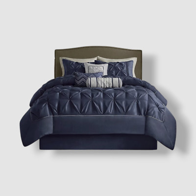 Madison Park Blue Wilma 7-Piece Comforter Bedding Set, King Size-image