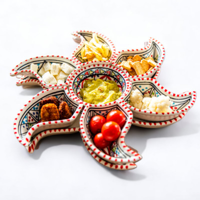 Bohemian Red Star Dipping and Serving Set - Versatile Handmade-image