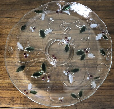 Mikasa Merry Holly Platter for Chip & Dip Set 14.5”, Christmas-image