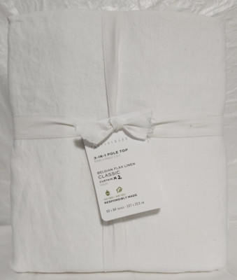Pottery Barn 3-in-1 Pole Top Classic Belgian Flax Linen 2-Curtains 50