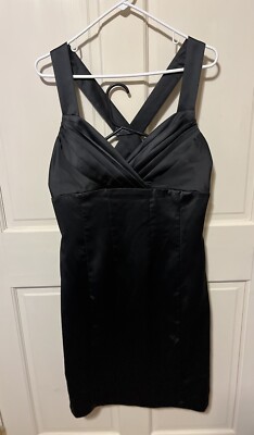 Pompous Studio Black Evening Cockail Pencil Dress Sz 12, Form-Fitting Y2K-image