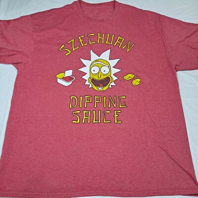 Rick and Morty T Shirt Mens XL Szechuan Dipping Sauce Red Short Sleeve Tee-image