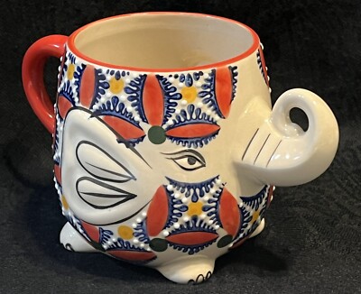 Yokohama Studio Miyabi Elephant Mug 3D Hand Painted - Raised Trunk-image