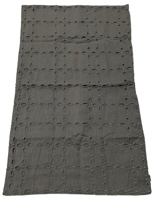 Single Pottery Barn Pillowcase Sham Dark Gray Eyelet 16x26 Zipper Linen Cotton-image