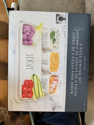 Rae Dunn 5 Piece Serving Set Stoneware Microwave Safe Spread Dip Dunk Serve -image
