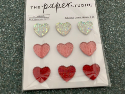 THE PAPER STUDIO 3D SELF-ADHESIVE MULTI-COLORED HEART-SHAPED GEMSTONES 16MM - 9P-image