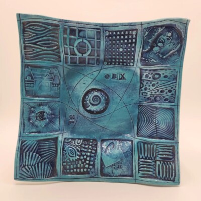 OBX Fred Vallade Studio Art Dish Outter Banks, NC Handmade Blue-image