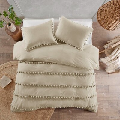 Madison Park Pom Pom  king Duvet Cover Set💫-image