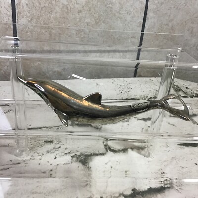 Dolphin Shaped Bottle Opener Silver-plated Barware Studio Silversmiths VTG -image