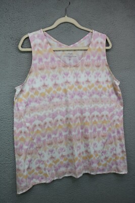 Pure Jill Dipped Hem Print Sleeveless Tunic-Size Large/P-Pima Cotton-image